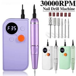 Nail Manicure Set Professional 30000RPM Electric Drill Machine for With LCD Display Low Heat Sander Gel Polish 231017