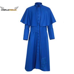Cosplay Cosplay Roman Blue Priest Cassock Robe Clergyman Vestments Medieval Ritual Robe Wizard Blue Priest Robe Priest Robe CosplayCosplay