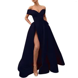 Casual Dresses Women's Cocktail Floor Length Dress Ladies Retro Temperament Low Cut V Neck Womens Formal For Wedding Guest