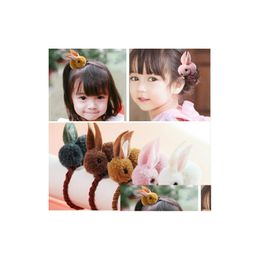 Hair Rubber Bands Cute Animals Rabbit Style Hair Bands Felt Three-Nsional Plush Ears Headband For Children Girls Accessories Jewellery H Dhhvc