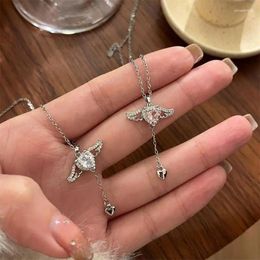 Pendant Necklaces Crystal Zircon Necklace Heart-shaped Clavicle Chain For Women Exquisite Elegant Luxury Party Jewelry Gifts