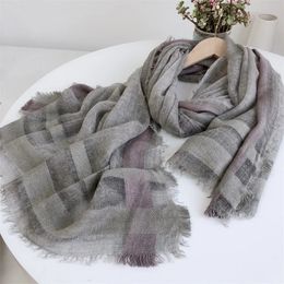 Scarves Autumn And Winter Wool Scarfs For Ladies 100*200 Chequered TurbansFor Women 231017