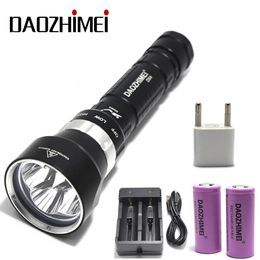 Flashlights Torches 8000LM Underwater Dive Light led flashlight 5*L2 Diving lamp Torch Waterproof Lighting Lantern2x6800MA 26650 Batterycharger 231018