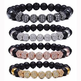 Gemstone Beaded Bracelet Sisters Couple Charm Natural Stone Yoga Bracelet Lava Essential Oil Aromatherapy 12pcs211S