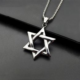 Pendant Necklaces Star Of David Israel Chain Necklace Women Stainless Steel Judaica Silver Color Jewish Men JewelryPendant308r
