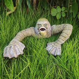 1pc Lizard Man Sculpture Halloween Decor Statue Scene Arrangement Outdoor Yard Decor, Fall Decor, Haunted House, Garden Art, Lawn, Patio, Party