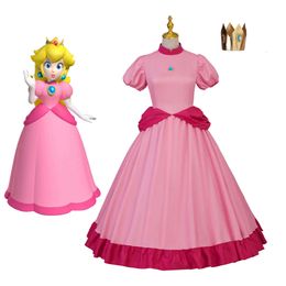 Peach Princess Cosplay Costume Halloween Carnival Cosplay Party Pink Dress Birthday Stage Luscious Uniform Headwear SetCosplay