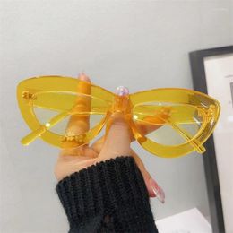 Sunglasses Oulylan Women Sexy Cat Eye Ladies Designer Sun Glasses Female Classic Transparent Yellow Goggles UV400