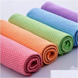 Cleaning Cloths Soft Microfiber Towel Absorbable Glass Kitchen Cloth Wipes Table Window Car Dish Rag Wholesale Drop Delivery Home Ga Dhp5W