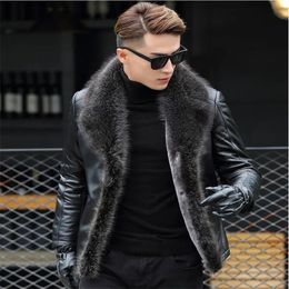 Men s Leather Faux M 5XL winter men lambswool leather jacket Genuine coats thicken fur animal collar jaqueta masculino plus size 231018