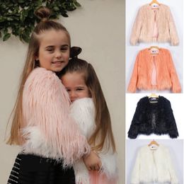 Jackets Autumn Winter Kids Fur Jackets For Girls Parkas Waterfall Baby Girl Faux Fur Coat Princess Girl Fur Coat Children Outerwear 231018