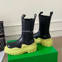 New Thick Venetas Version Botega Chimney 10cm Designer High Boots Couple Large Boot Soled Botteega Green Tube Family 16cm b 22cm JEAF