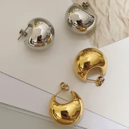 Stud Earrings Smooth Gold Sliver Plated Metal Big Irregular Ball For Women Girls Simple Geometric Fashion Jewelry