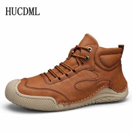 Boots Microfiber Leather Men Shoes Ankle Autumn Winter 2023 Outdoor Nonslip Casual Hiking for Optional Warm Plush 231018