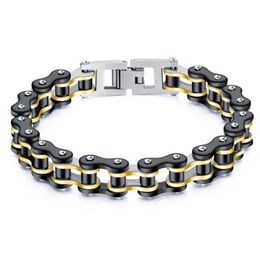 crossborder supply of three colors optional personalized motorcycle chain rock style bicycle chain stainless steel bracelet wholes213t