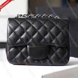 10A YS Tier Quality Luxury Designer Mini Square Flap Bag Real Leather Caviar Lambskin Classic Black Purse Quilted Hangbags Crossbody