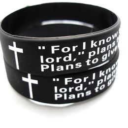 Bulk Lots 100pcs English jeremiah 2911 lords prayer Men Fashion Cross Silicone bracelets Wristbands whole Religious Jesus Jewe327r