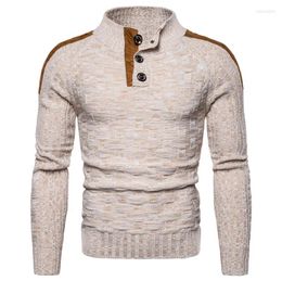 Men's Sweaters Fashion Turtleneck Warm Pullover With Buttons Oversized Knitted Pullovers Jumpers Men Casual Clothing Autumn