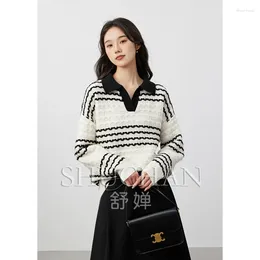 Women's Sweaters SHUCHAN LOOSE V-Neck Wool Sweater Blusa De Frio Feminina Long Sleeve Top Women Casacos Inverno Feminino