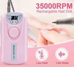 Nail Manicure Set Electric Drill Machine Portable 35000 RPM Professional Rechargeable File Remove Gel Polish 231017