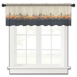 Curtain Gradient Light Points Of Urban Reflection Lines Small Window Valance Sheer Short Bedroom Home Decor Voile Drapes