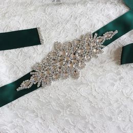 Belts Women's belt Crystal Wedding Belts Satin Rhinestone Wedding Dress Belt Wedding Accessories Bridal Ribbon Sash Belt 231017