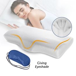 Pillow Memory Foam Bed Orthopaedic Neck Protection Slow Rebound Butterfly Shaped Health Cervical Size 6050 cm 231017