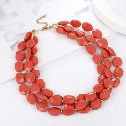 Choker FishSheep Trendy Acrylic Orange Pink Multilayer Beads Necklace Elegant Women Necklaces Jewelry And Accessories Party Gifts