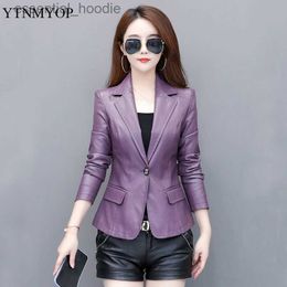 Women's Leather Faux Leather YTNMYOP Black Women Leather Jacket 2023 Spring Autumn Short Casual Blazer Leather Clothing S-5XL Work To Wear Coat L231018