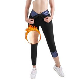 Leg Shaper Sauna Pants Women Sweat Capris Slimming Leggings High Waist Thermo Workout Body Shaper Suits 231018