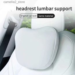 Seat Cushions Neck Pillow For Mercedes/Tesla/BMW/Tesla Model 3/Y Headrest And Fumbar Support Neck Pillow High-Quality Leather Car Accessories Q231018