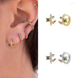 Hoop Earrings YUXINTOME 925 Silver Ear Buckle Exquisite For Women Colorful Crystal Huggie Earring Korean Fashion Females Jewelry