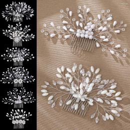 Hair Clips Silver Colour Flower Comb Jewellery Girls Handmade Alloy Pearl Hairpin Bridal Tiaras Wedding Accessory