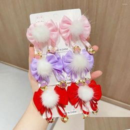 Hair Accessories Hair Accessories Girls Year Red Bow Clip Princess Hanfu Headdress Baby Pompom Ball Hairpins Baby, Kids Maternity Acce Dhdsv