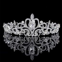 Hair Clips & Barrettes Vintage Handmade Silver Color Gliter Rhinestone Tiara Crown Princess Alloy Comb Birthday Women Wedding Acce231I