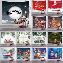 Tapestries Christmas Santa And Reindeer Flying Tapestry For Aesthetic As Wall Art Home Dorm Decor Bedroom Living Room(95 73 Cm)