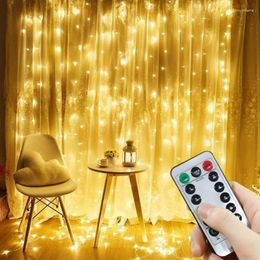 Strings 3/4/6m Led Curtain Light 8 Modes Remote Control Fairy Lights String Wedding Christmas Decor For Home Bedroom 2024 Year Lamp