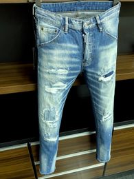 Italian fashion European and American men's casual jeans high-end washed hand polished quality Optimised 990501
