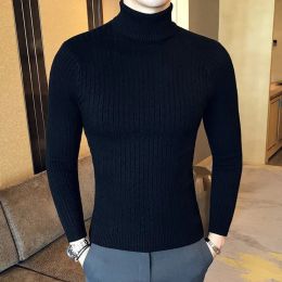 Autumn Winter Turtleneck Pullovers Warm Solid Colour Men's Sweater Slim Pullover Men Knitted Sweaters Bottoming