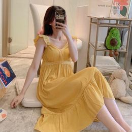 Women's Sleepwear 2023 Summer Sleeveless Sexy Lingerie Nightgowns For Women Fashion Lace V-neck Long Dress Nightdress Night Nighty