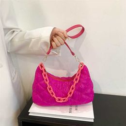 winters Evening Bags Autumn and Winter Women's Bag Trend Foreign Space Cotton Clothes Candy Colour Portable Chain Single Shoulder Underarm