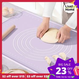 Rolling Pins Pastry Boards Oversize Kneading Pad Thick Antibacterial Silicone Baking Mat 70x50 Rolling Pin Dough Kitchen Accessories Non-stick Pastry Board 231018