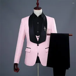 Men's Suits Pink Men Designs Masculino Homme Stage Costumes For Singers Jacquard Blazer Dance Clothes Jacket Star Style Dress