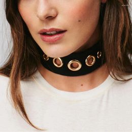 Choker 2023 Fashion Gothic Punk Soft Faux Suede Leather Wide Necklace Black Velvet Statement Women Collares