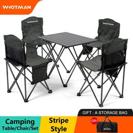 Camp Furniture Portable Camping Table with Four Folding Chairs Set Sets Outdoor Garden Picnic Table Chair Waterproof Ultra-light Folding Desk 231018