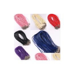 Chains 100Pcs/Lot Leather Chains Necklace Pendant Charms With Lobster Clasp Diy Jewellery Making Findings String Cord 1.5 Mm Jewellery Nec Dhohn