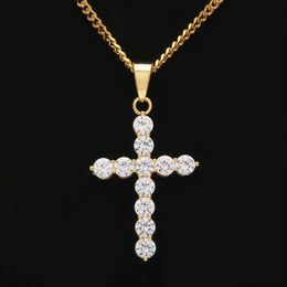 Diamond Cross Necklace Fashion Mens Gold Necklaces Silver Hip Hop Iced Out Pendant Necklaces Jewelry264q