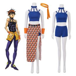 Anime JOJO Jojo's Bizarre Adventure Ghirga Narancia Cosplay Costume Women Outfit Dress Uniform Halloween Party SuitCosplay