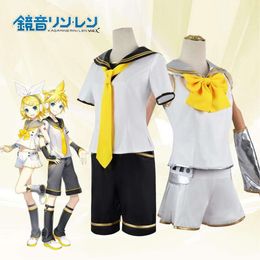 Rin Len Halloween Uniform Cosplay Costumes Headset Sets Tops + Shorts Women Mencosplay