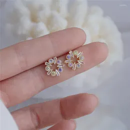 Stud Earrings Fashion Jewelry Design Luxury Color Zircon Simple Lovely Temperament For Women Cubic ZC Girl Gift